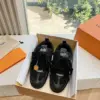 Louis Vuitton Women Black Leather Mesh Sneakers product view 3