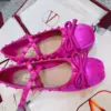 Valentino Women Pink Satin Bow Strap Flats product view 5