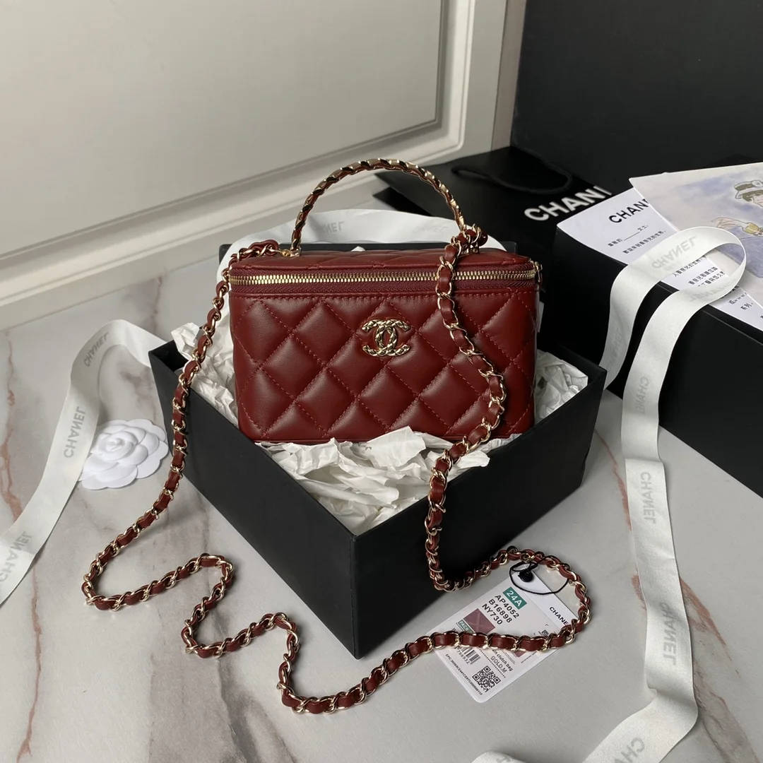 Chanel 22B Small Quilted Top-Handle Flap Bag — Burgundy product view 1