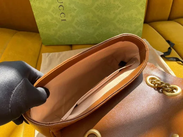 Gucci Marmont Women’s Handbag Brown Smooth Leather 22 cm product view 7