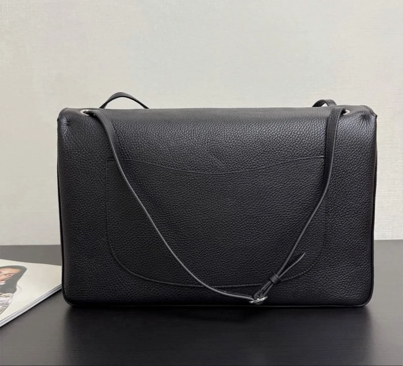 Chanel Maxi Flap 38 Black Silver Hardware Bag product view 9
