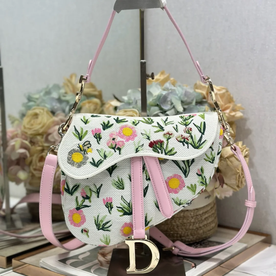 Dior Saddle Bag Multicolored Floral Embroidery Flowers product view 1