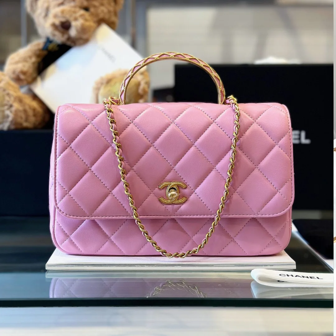 Chanel Coco Mini Handbags Pink With Lock Gold 22x21cm product view 1