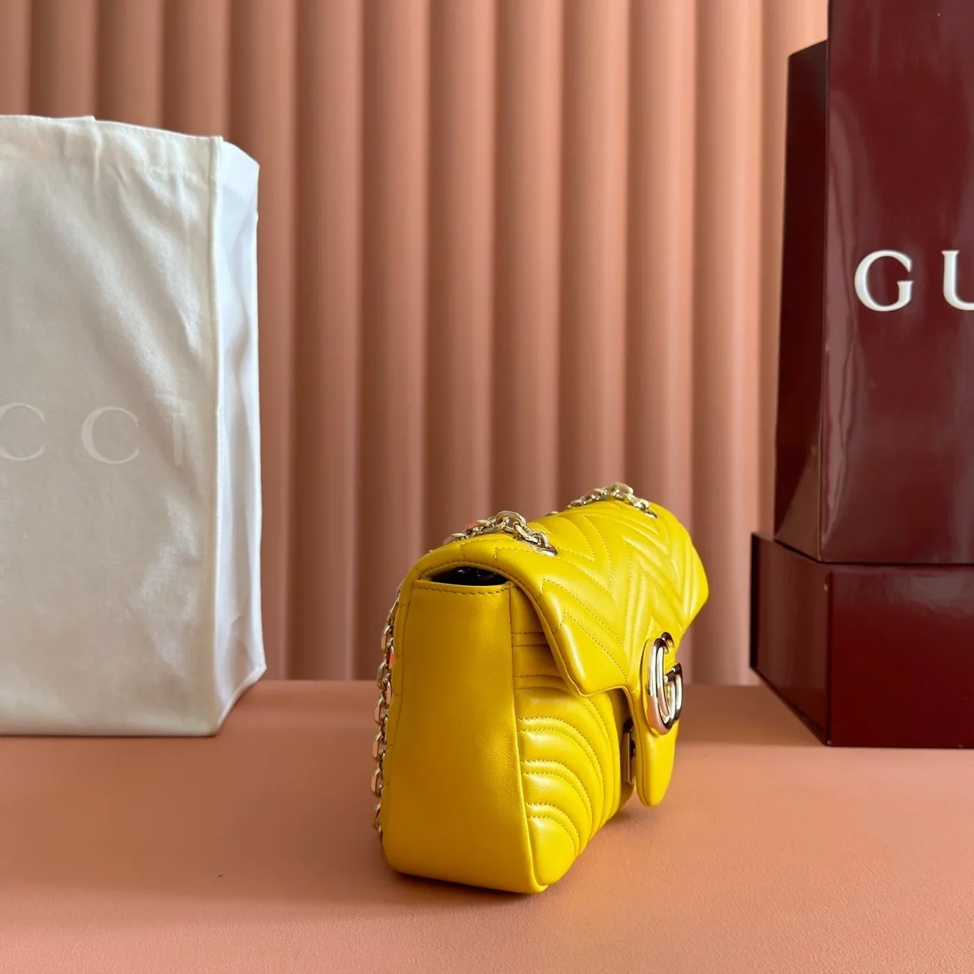 Gucci GG Marmont Bag 26 In Yellow Lambskin product view 2