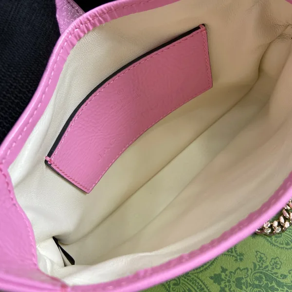 Gucci Jackie Notte Mini Bag 19 In Pink Cracked Lacquer Calfskin Gold Hardware product view 5