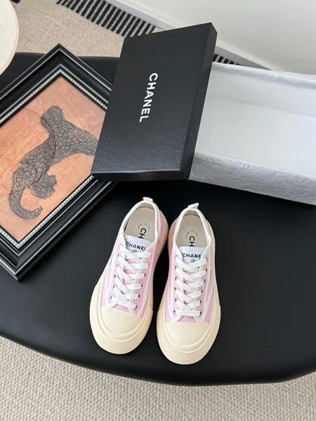 Chanel Women Pink Canvas White Rubber Sneakers product photo