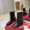 Valentino Women Black Leather Studded Ankle Boots — Studded Side Detail product view 3