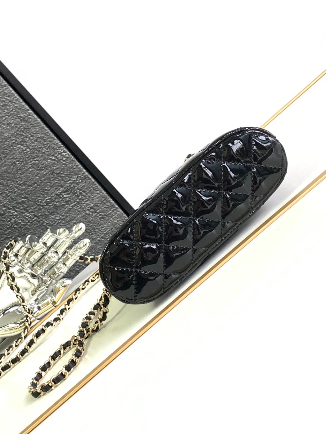 Chanel Mini Glossy Top-Handle Bag Black, 12 cm product view 5