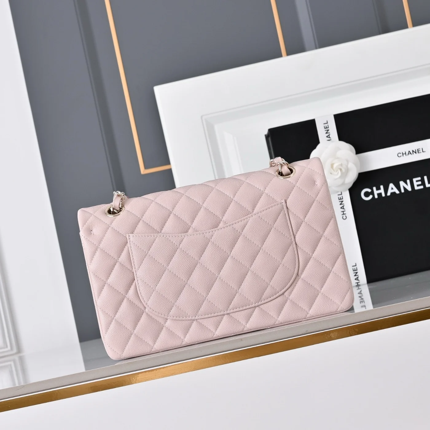 Chanel Classic Flap Medium Light Pink Silver Hardware Bag product view 3