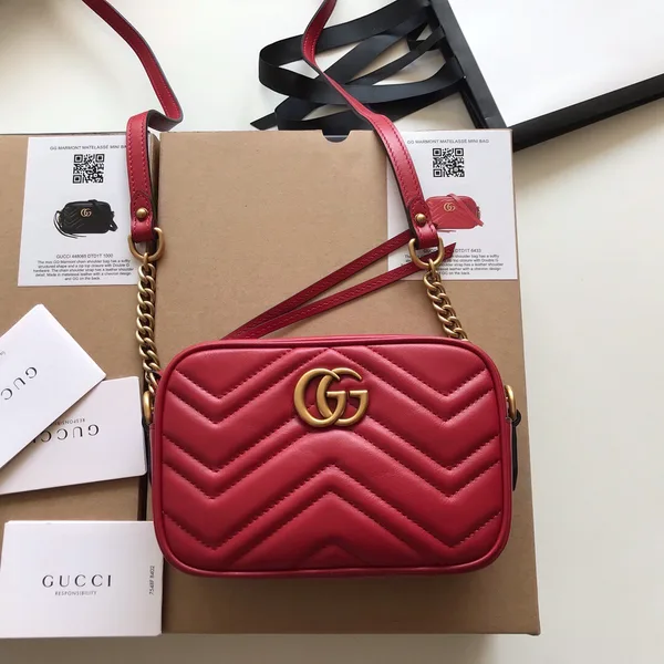 Gucci Calfskin Matelasse Mini GG Marmont Chain Shoulder Bag product photo