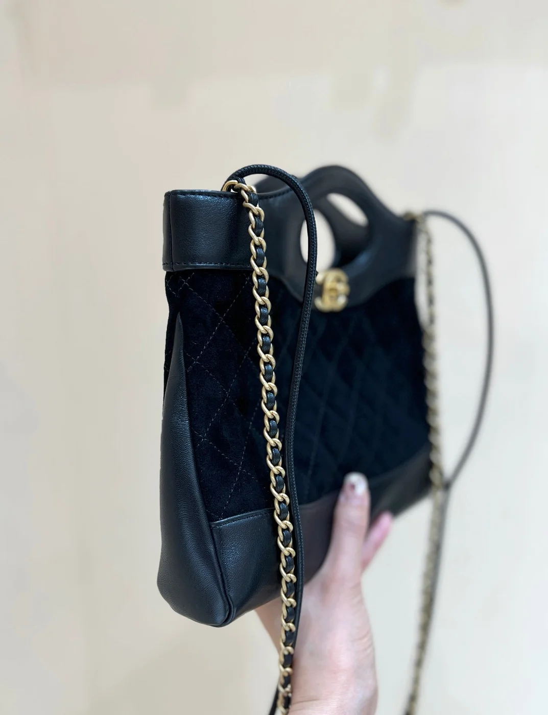 Chanel Mini Quilted Suede and Lambskin 31 Shopping Bag. product view 3