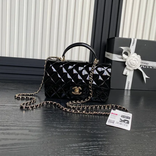 Chanel Patent Quilted Mini Top Handle Flap Bag product photo