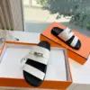 Hermès Women White Leather Straps Flat Sandals product view 4