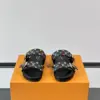 Louis Vuitton Men Black Leather Multicolor Monogram Slides product view 2