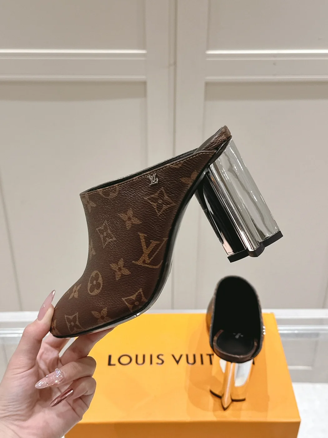 Louis Vuitton Women Brown Leather Mules — Plain Slip-On Style product view 6