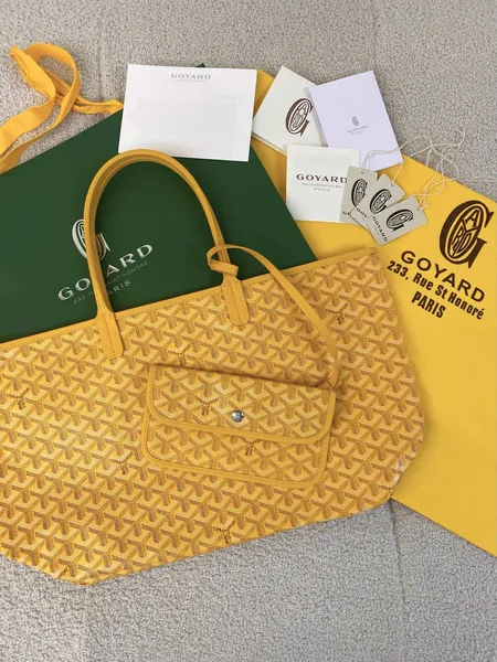 Goyard Yellow Goyardine Canvas & Chevroches Calfskin Saint Louis PM Tote product view 3