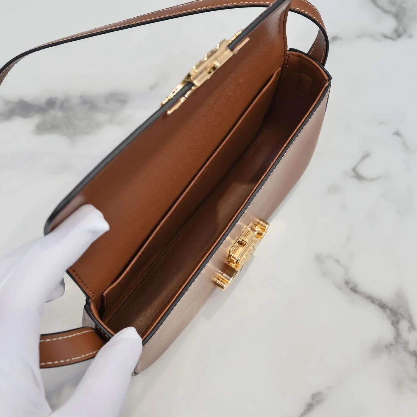 Celine Triomphe Brown Handbag Smooth Leather 20x12cm product view 3