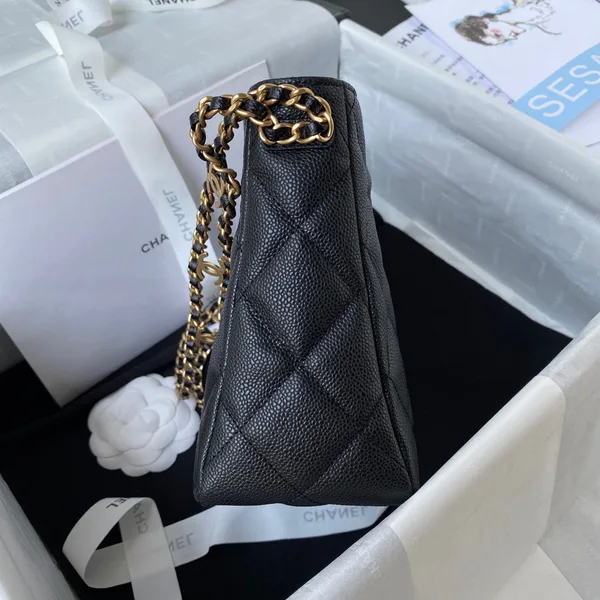 Chanel Hobo Handbags Pebbled Leather With Lock Gold 19x16cm product view 2