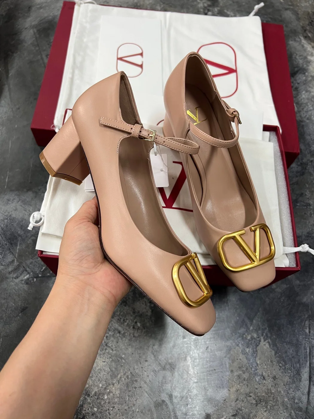 Valentino Women Beige Leather Mary Jane Flats product view 3