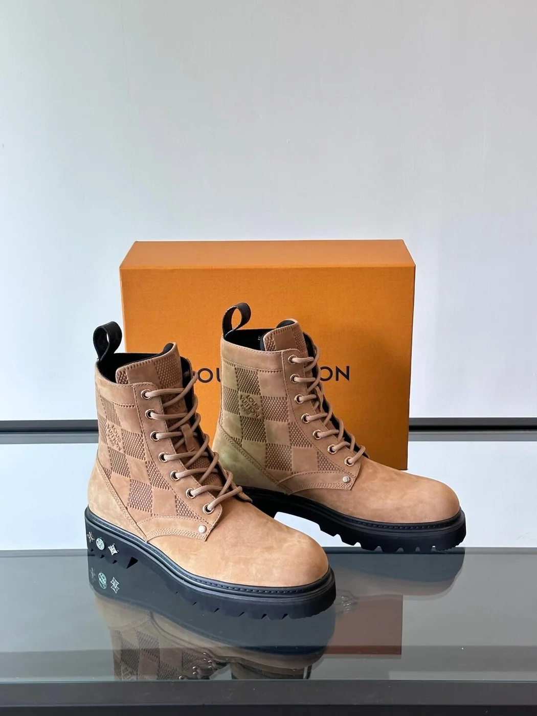 Louis Vuitton Men Beige Nubuck Leather Boots product view 5