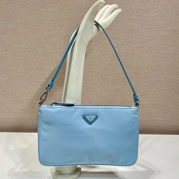 Prada Shoulder Bag 24 With Triangle Logo In Sky Blue Re-Nylon Fabric product photo