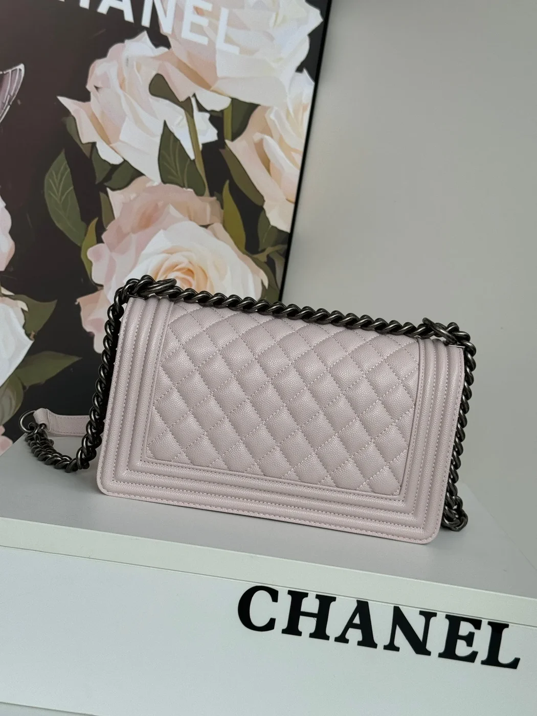 Chanel Boy Bag Medium 25 In Pink Calfskin product view 2