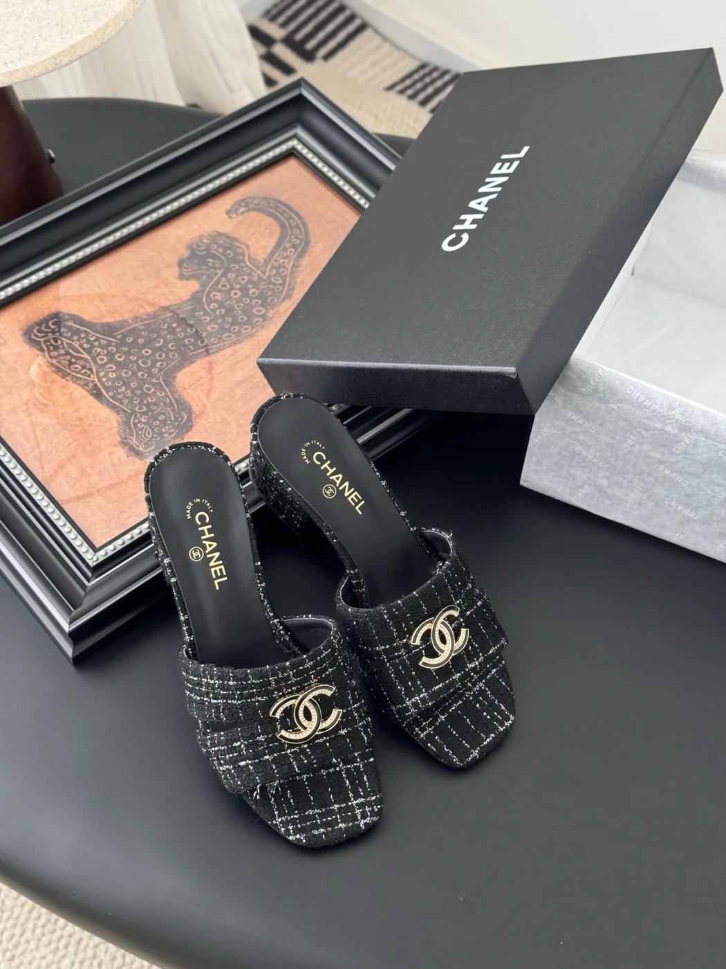 Chanel Women Black Tweed Mules product view 5
