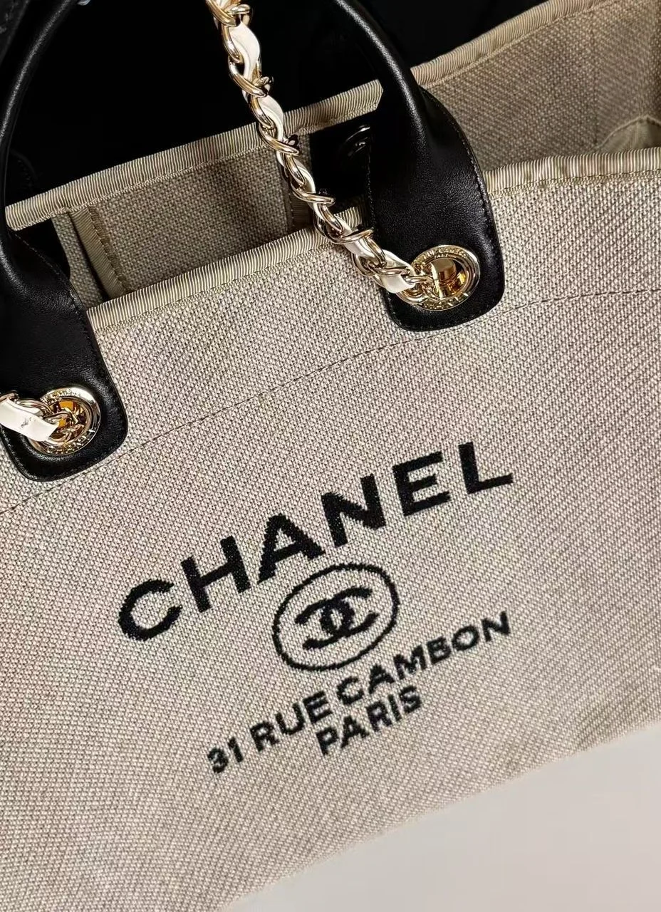 Chanel Deauville Tote in beige and black product view 5