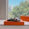 Hermès Women Rose Gold Crystal Leather Sandals product view 2