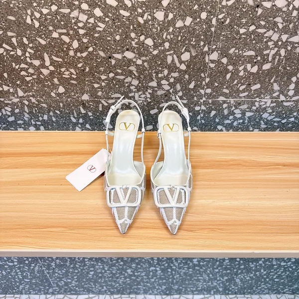 Valentino Women White Mesh Slingback Pumps product photo