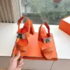 Hermès Women Orange Leather Sandals product view 6