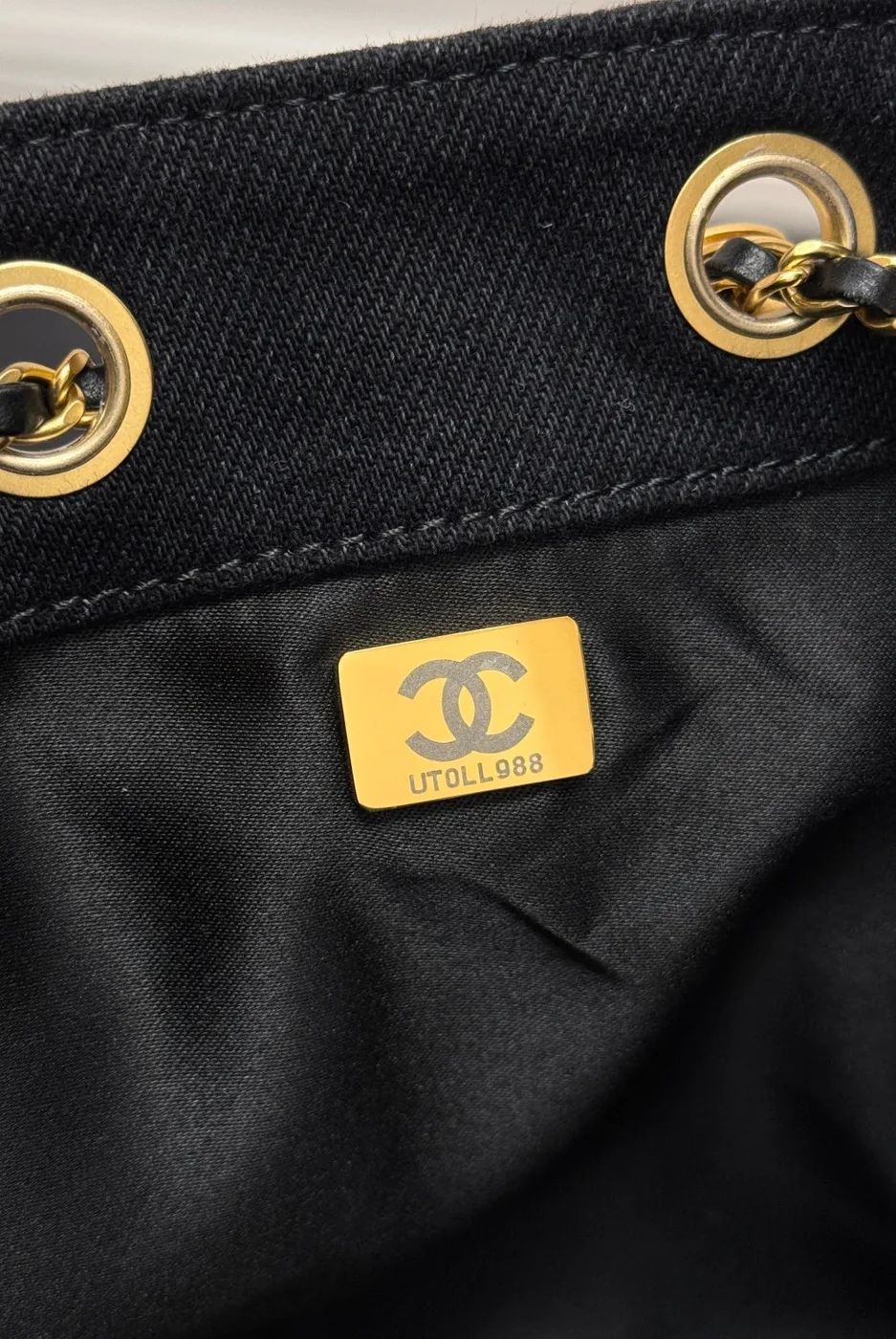 Chanel 25 Small In Black-Gray Denim With Gold Hardware Bag product view 7