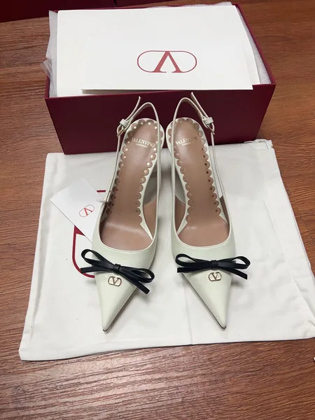 Valentino Women White Patent Leather Pointed Slingback Pumps product photo