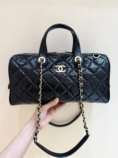 Chanel 25K Bowling Bag in Black Caviar Leather Gold Hardware product photo