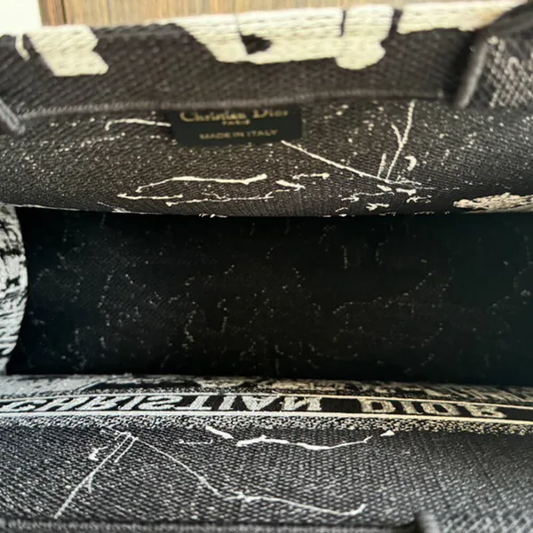 Dior Medium Book Tote — Black and White Landscape Pattern product view 7