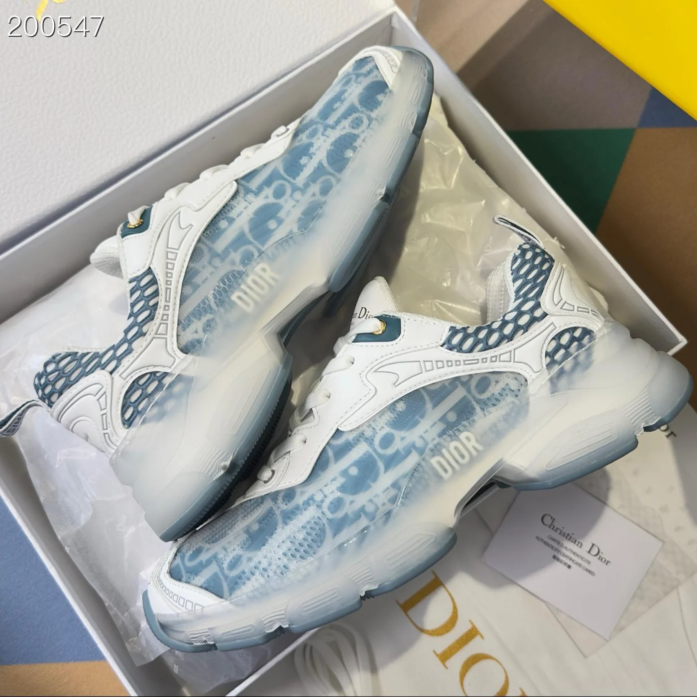Dior Vibe sneakers in white and deep blue product view 1