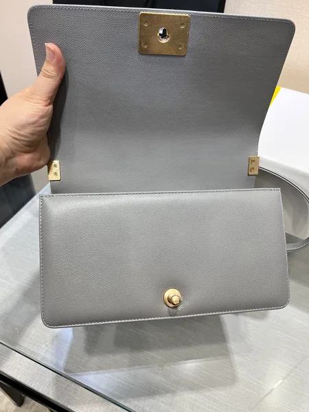 Chanel Boy Bag Medium 25 Grey Caviar Gold Hardware product view 2