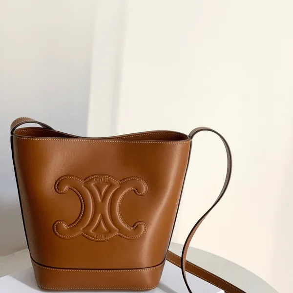 Celine Small Bucket Cuir Triomphe Brown Bucket Handbag 30x22x12cm product photo