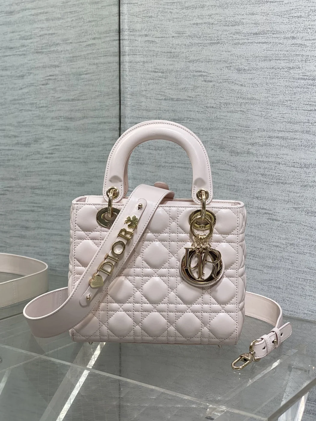 Dior Small Pink Cannage Top Handle Bag product view 1