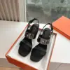 Hermès Women Black Leather Sandals — Wide-Strap Slingback product view 5