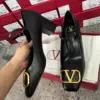 Valentino Women Black Mary Jane Heels with Gold-Tone VLogo Detail product view 4