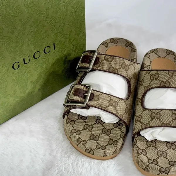 Gucci monogram canvas slide sandals product photo