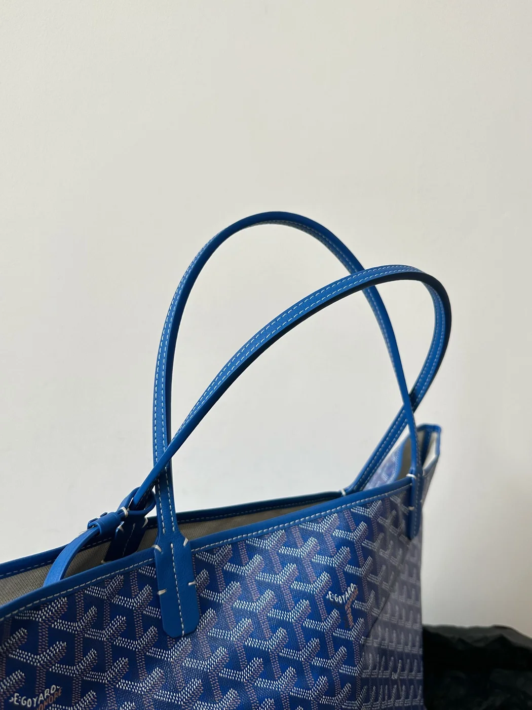 Goyard Blue Goyardine Canvas & Chevroches Calfskin Saint Louis PM Tote product view 3
