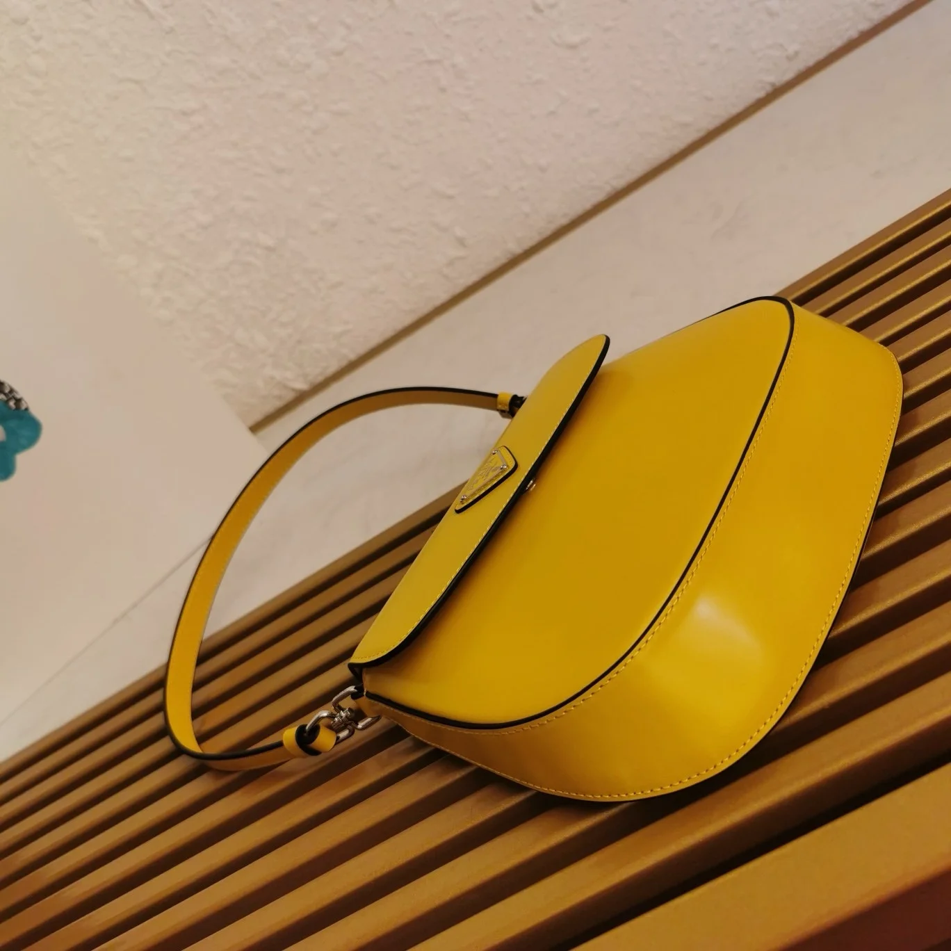 Prada Spazzolato Cleo Shoulder Bag In Yellow product view 8