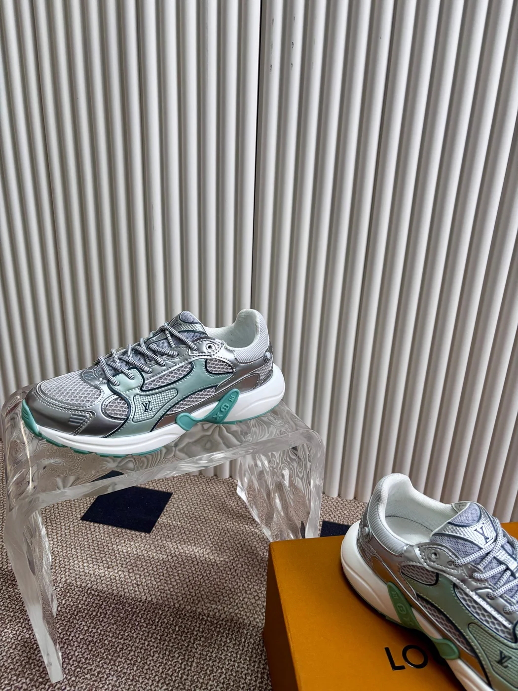 Louis Vuitton Women Silver Mesh Metallic Sneakers product view 6