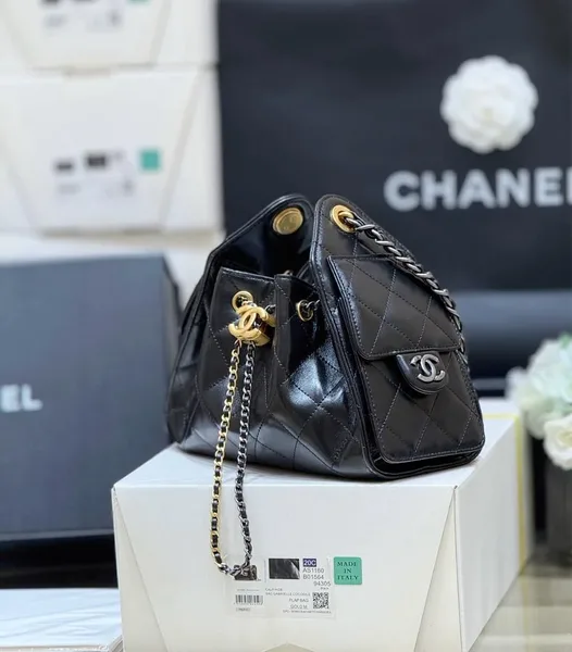 Chanel 25 mini Gold Silver Chain Black Bag product view 8