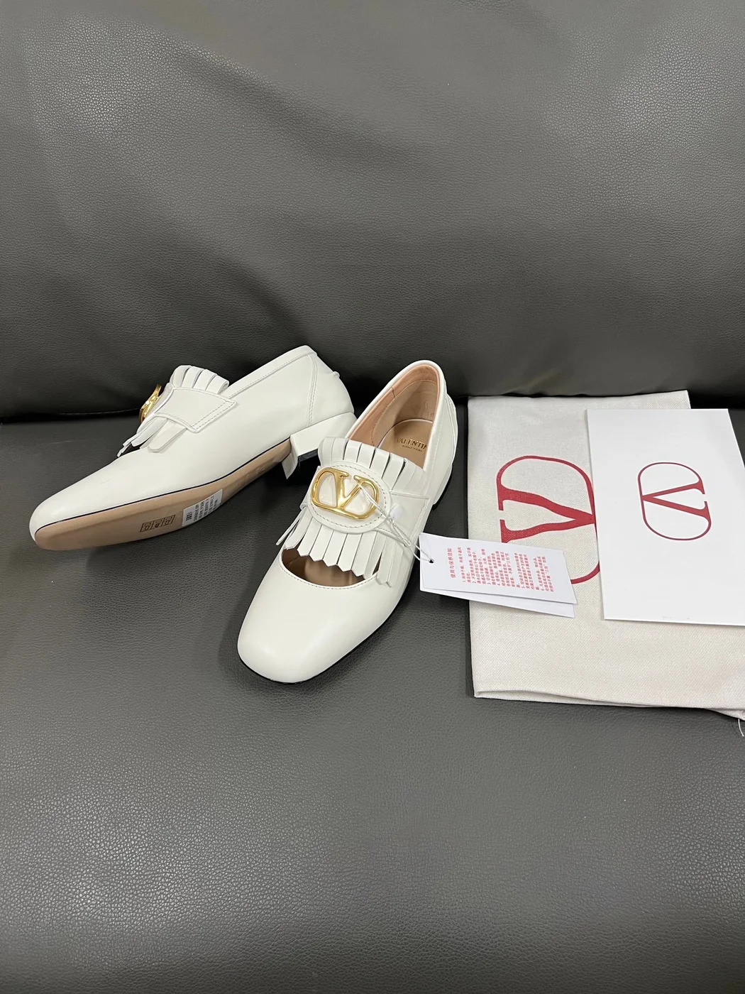Valentino Women White Fringe Loafers with Block Heel product view 4