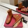 Valentino Women Brown Leather Ankle Boots — Low-Heel Chain-Cuff Style product view 6