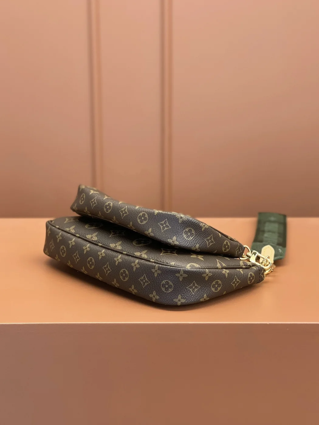 Louis Vuitton Multi Pochette Bag Brown Monogram with Green Strap product view 8