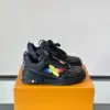 Louis Vuitton Men Black Leather Colorful Accent Sneakers product view 1